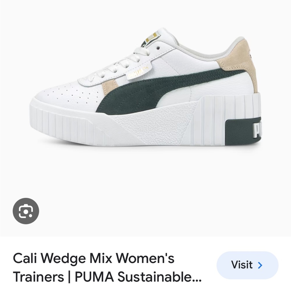 Puma Cali Wedge Sneakers in Green/White/Tan